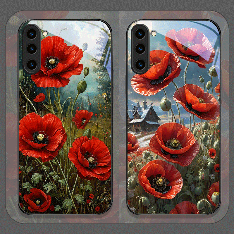 Samsung Galaxy S24 - Retro Poppy Bloemen Bloeiend Heet Rood